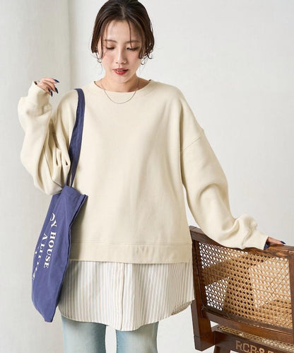 加絨衛衣拼接襯衫疊穿風格上衣