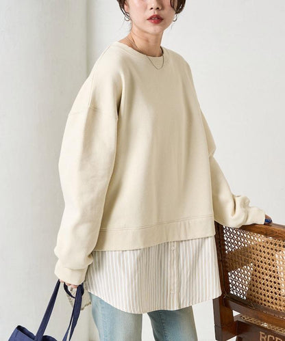 加絨衛衣拼接襯衫疊穿風格上衣