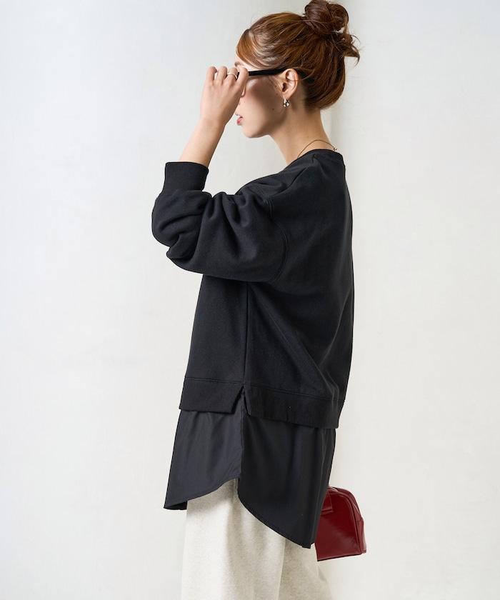 加絨衛衣拼接襯衫疊穿風格上衣