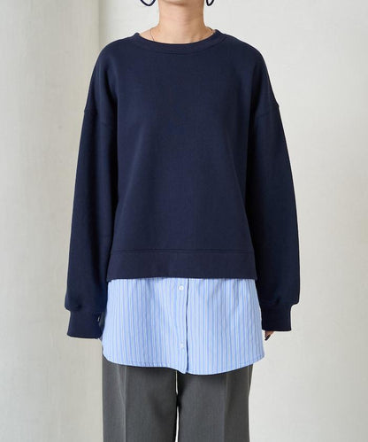 加絨衛衣拼接襯衫疊穿風格上衣