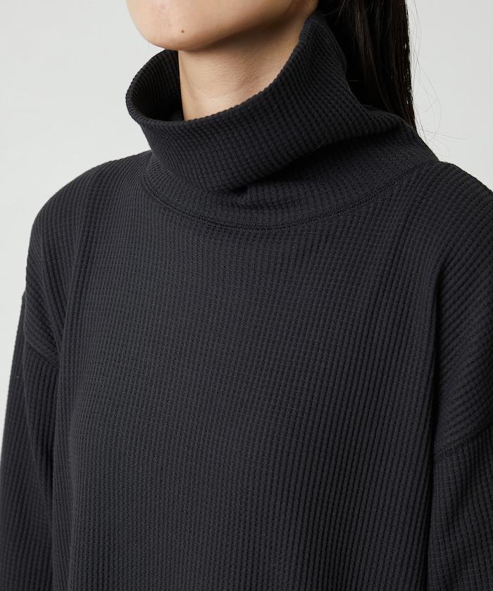 華夫格高領長款套頭衫