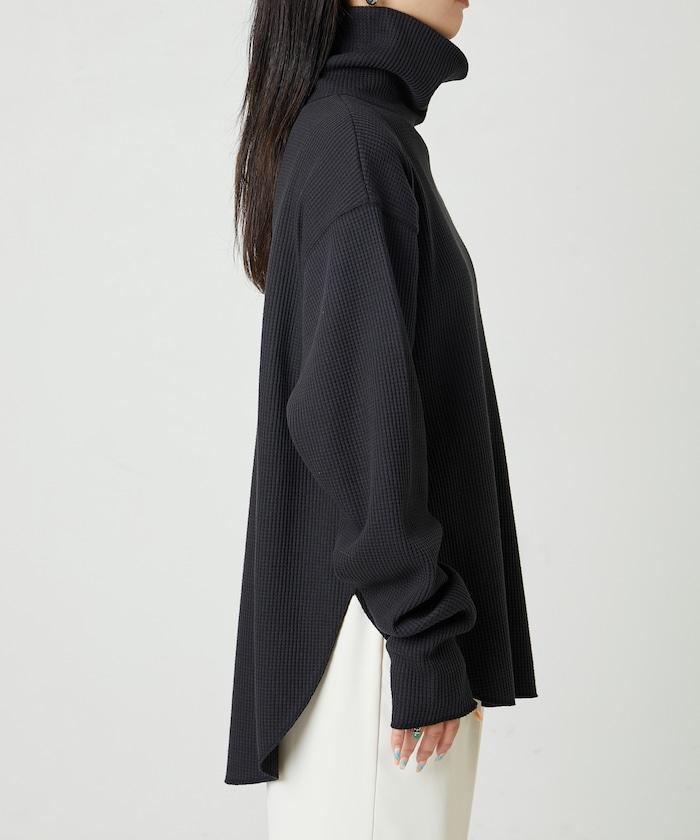 華夫格高領長款套頭衫