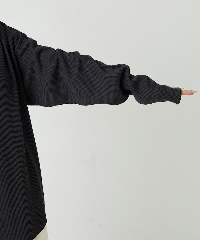 華夫格高領長款套頭衫