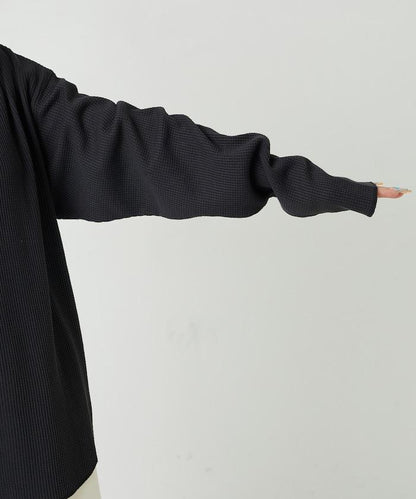 華夫格高領長款套頭衫