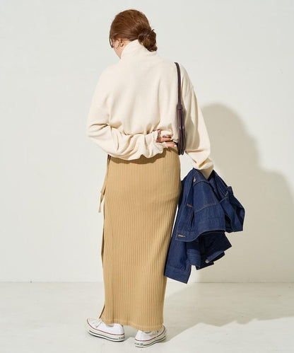 華夫格高領長款套頭衫