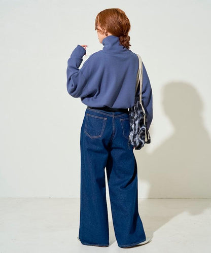 華夫格高領長款套頭衫