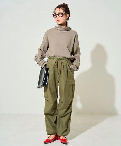 華夫格高領長款套頭衫