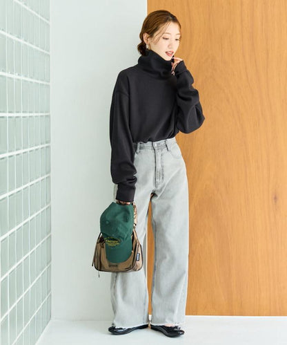 華夫格高領長款套頭衫