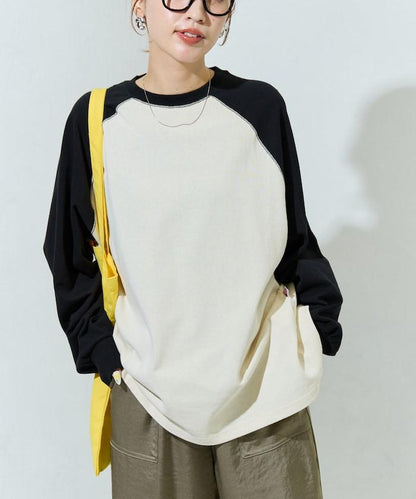 美國棉拼色長袖T恤