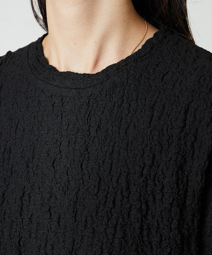 剪裁褶皺波點荷葉邊設計長袖T恤