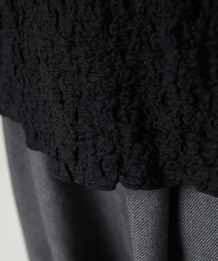 剪裁褶皺波點荷葉邊設計長袖T恤