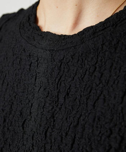 剪裁褶皺波點荷葉邊設計長袖T恤