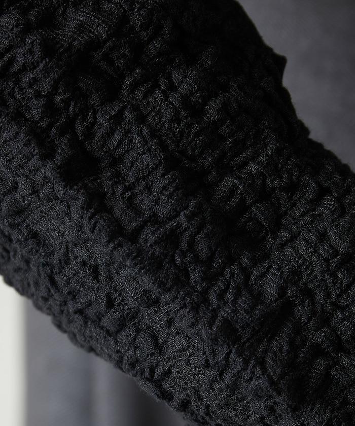 剪裁褶皺波點荷葉邊設計長袖T恤