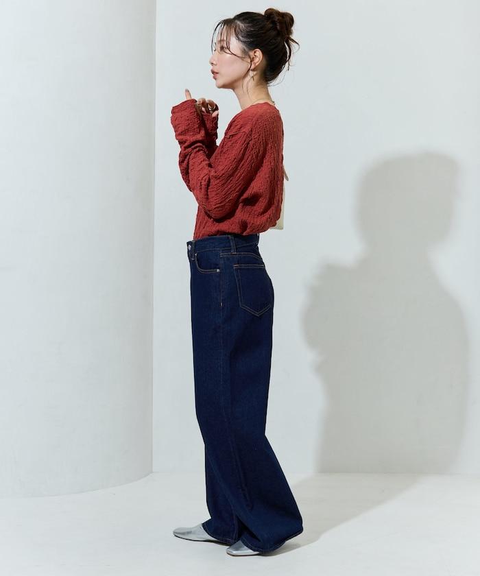 剪裁褶皺波點荷葉邊設計長袖T恤