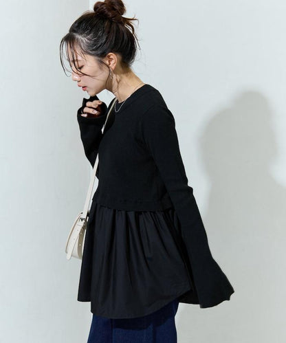 ニット ドッキング ペプラム プルオーバー【限定展開】