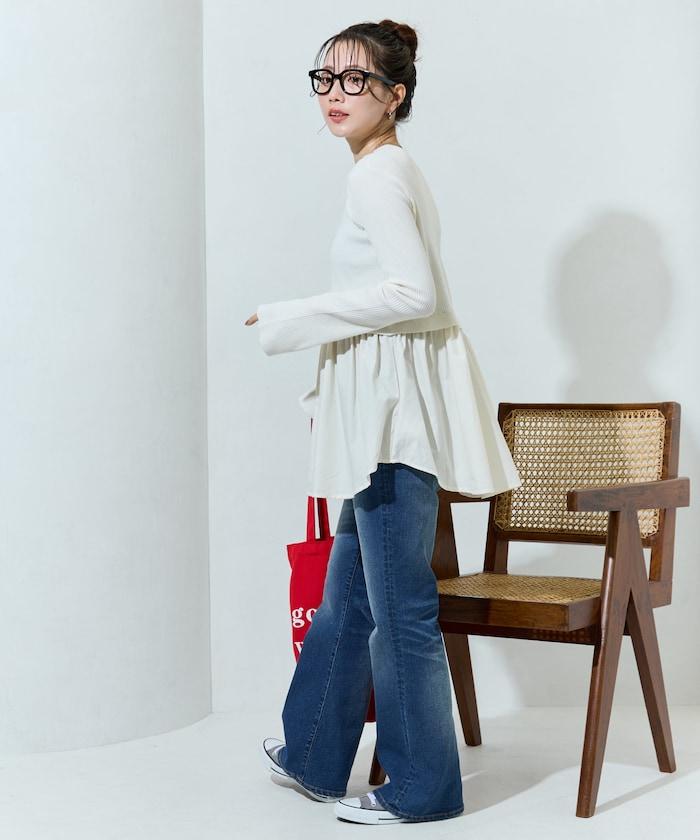 ニット ドッキング ペプラム プルオーバー【限定展開】