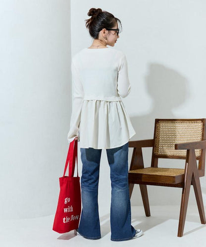 ニット ドッキング ペプラム プルオーバー【限定展開】