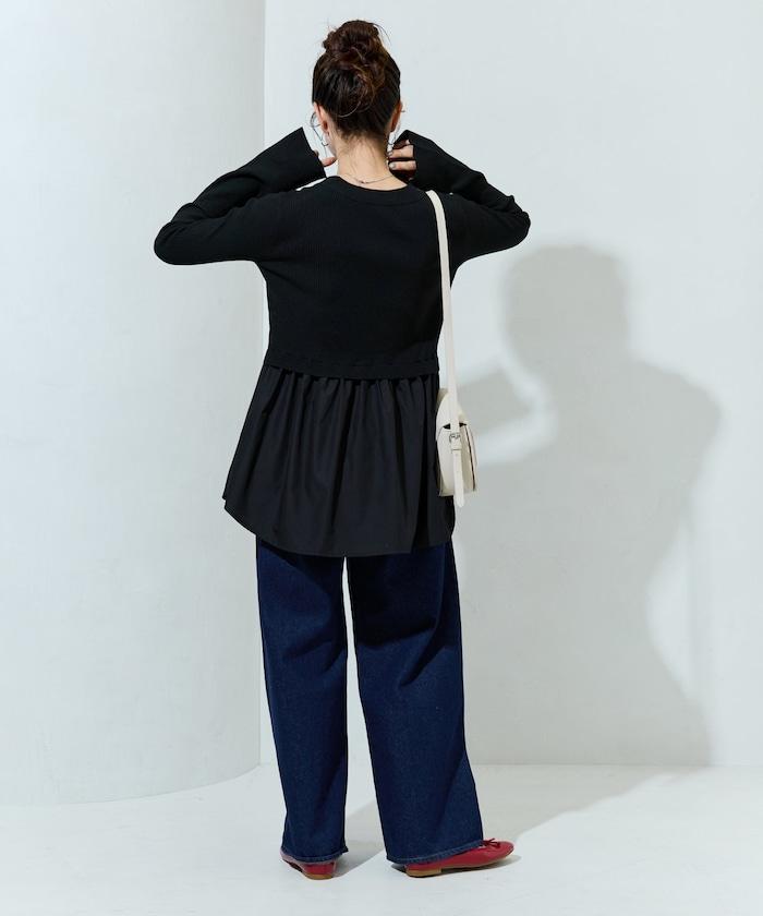 ニット ドッキング ペプラム プルオーバー【限定展開】