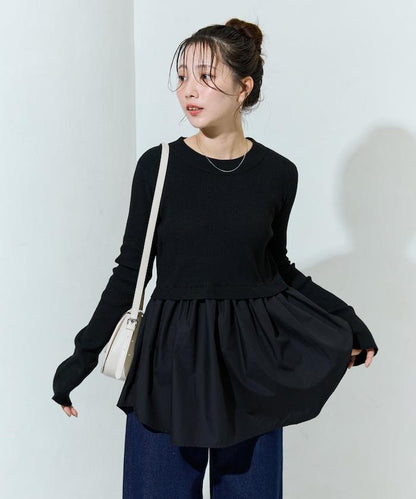 ニット ドッキング ペプラム プルオーバー【限定展開】