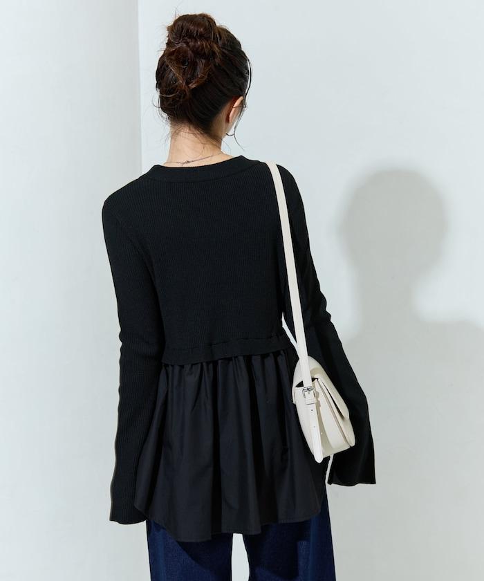 ニット ドッキング ペプラム プルオーバー【限定展開】