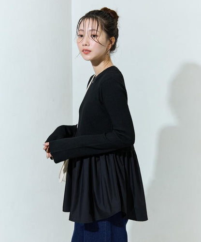 ニット ドッキング ペプラム プルオーバー【限定展開】