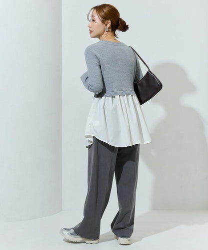 ニット ドッキング ペプラム プルオーバー【限定展開】