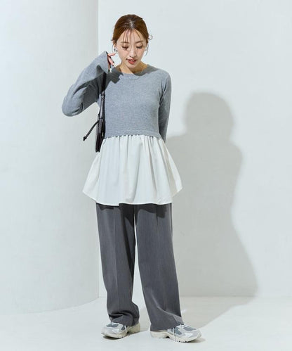 ニット ドッキング ペプラム プルオーバー【限定展開】