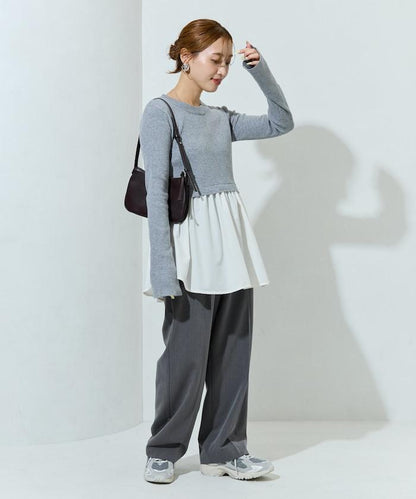 ニット ドッキング ペプラム プルオーバー【限定展開】