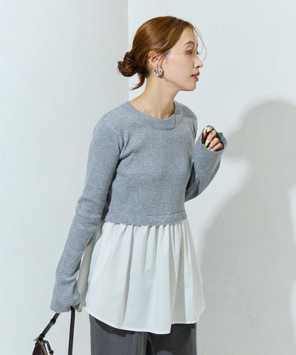 ニット ドッキング ペプラム プルオーバー【限定展開】