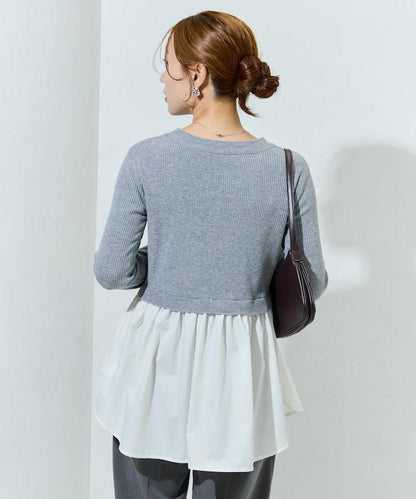 ニット ドッキング ペプラム プルオーバー【限定展開】