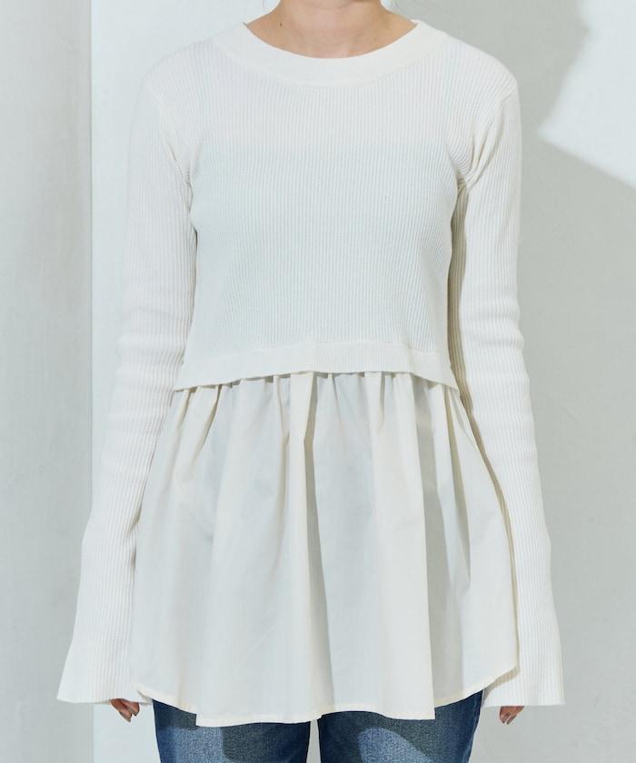 ニット ドッキング ペプラム プルオーバー【限定展開】