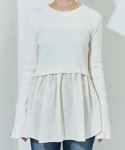 ニット ドッキング ペプラム プルオーバー【限定展開】