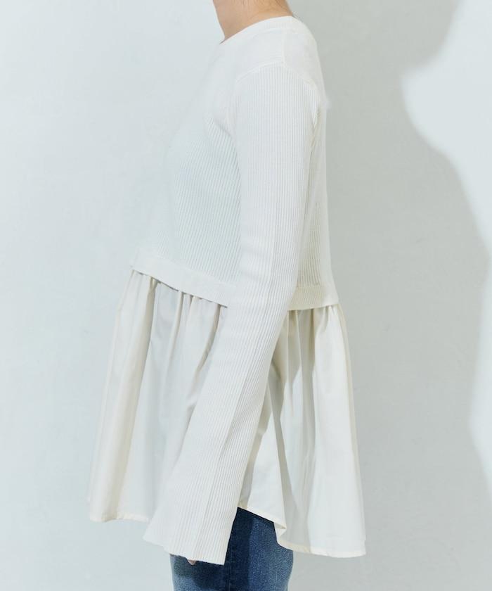 ニット ドッキング ペプラム プルオーバー【限定展開】