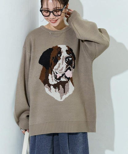 セントバーナード dog ジャガード ビッグ ニット プルオーバー【限定展開】