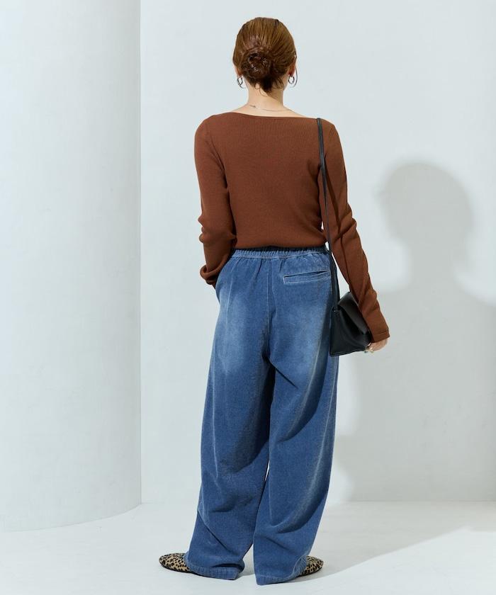 雪尼爾牛仔微絨休閒褲