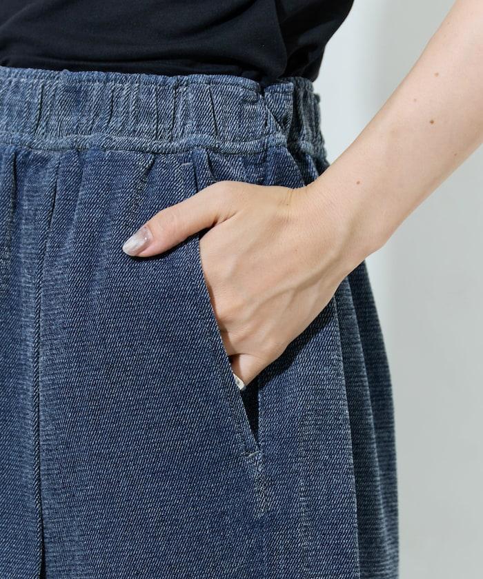 雪尼爾牛仔微絨休閒褲