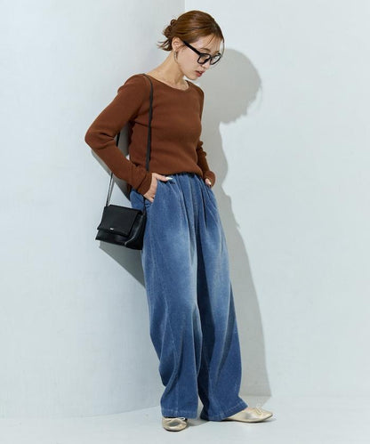 雪尼爾牛仔微絨休閒褲