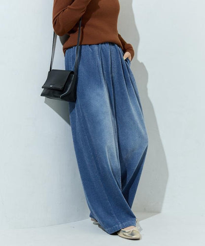 雪尼爾牛仔微絨休閒褲