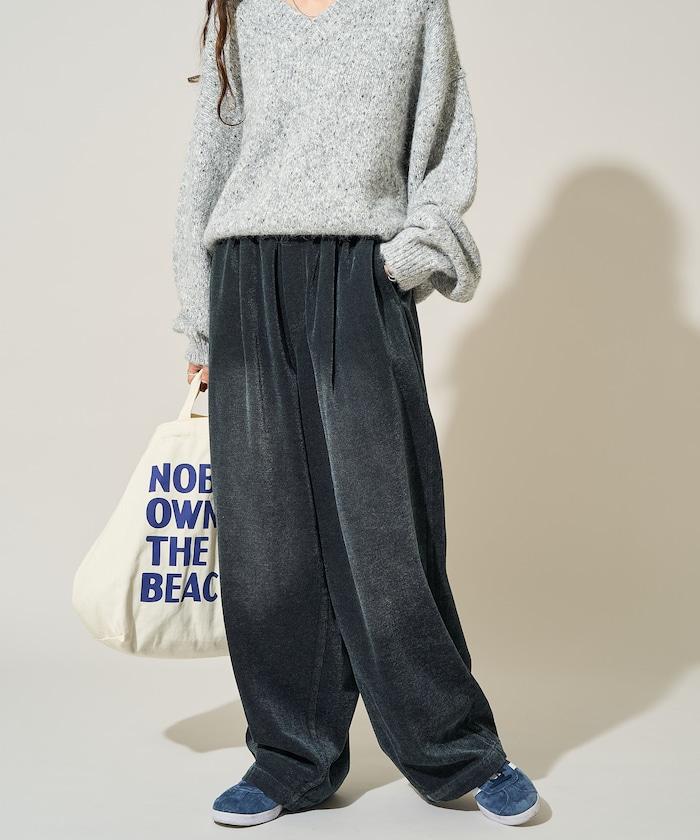 雪尼爾牛仔微絨休閒褲