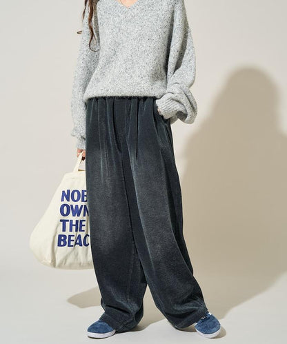 雪尼爾牛仔微絨休閒褲