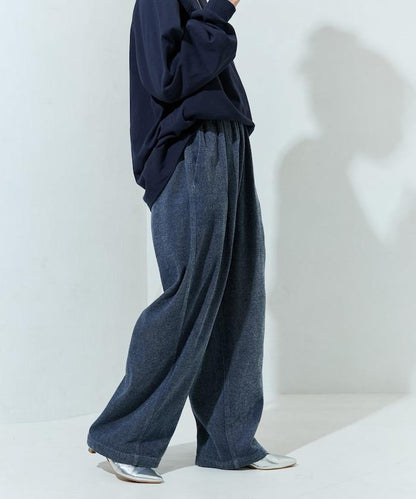 雪尼爾牛仔微絨休閒褲