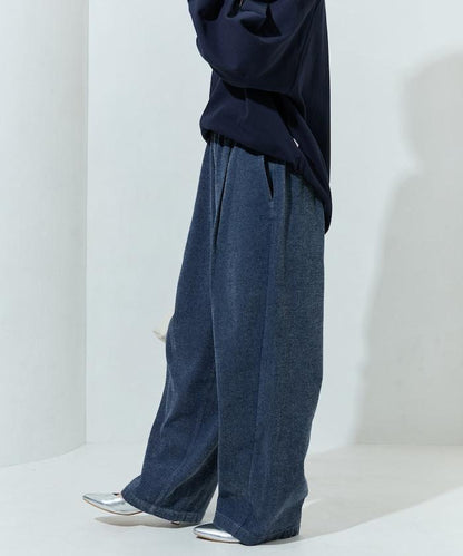 雪尼爾牛仔微絨休閒褲