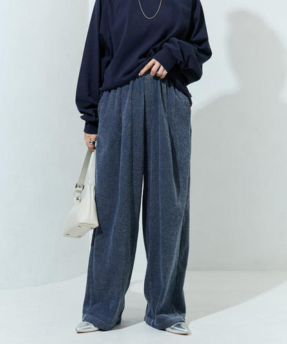 雪尼爾牛仔微絨休閒褲