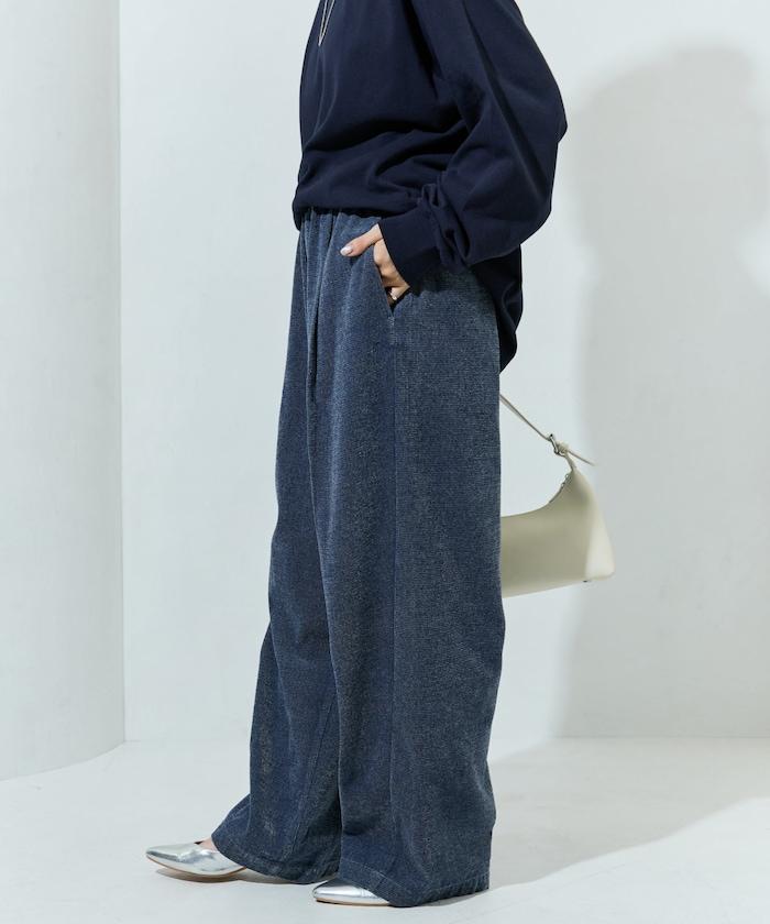 雪尼爾牛仔微絨休閒褲