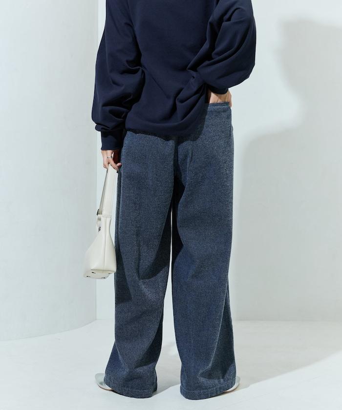 雪尼爾牛仔微絨休閒褲