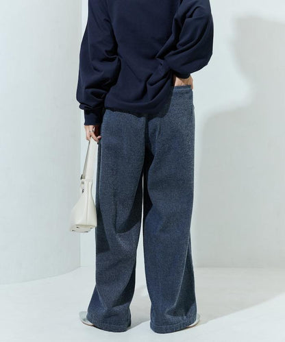 雪尼爾牛仔微絨休閒褲