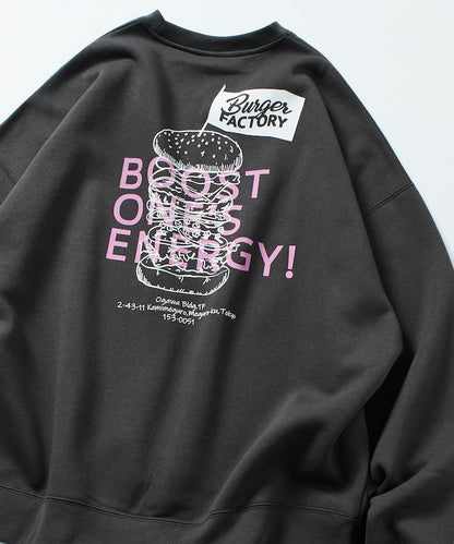 Burger Factory×FREAK'S STORE/ Burger Factory特別款寬鬆版型背部印花圓領衛衣