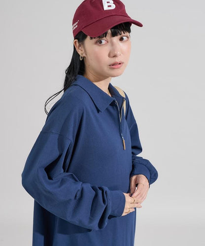 拼色翻領POLO連衣裙