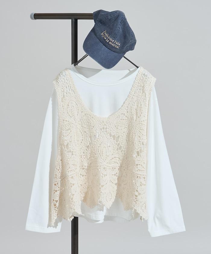 蕾絲背心套裝 長袖