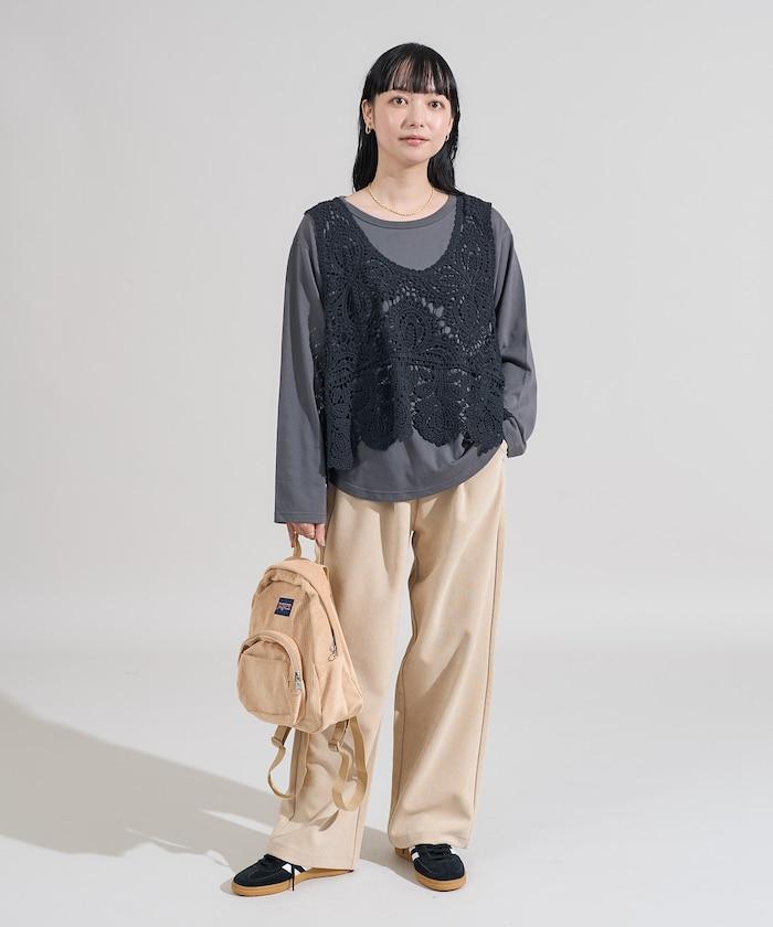 蕾絲背心套裝 長袖